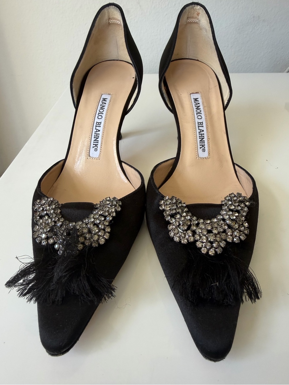 Manolo's satin kitten heel